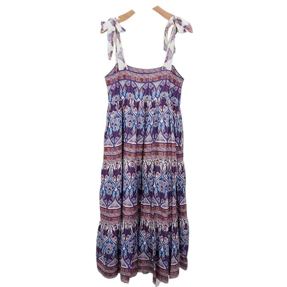 Caroline Constas Maxi Dress Womens Medium Purple Blue Floral Boho Cottagecore - Picture 7 of 13